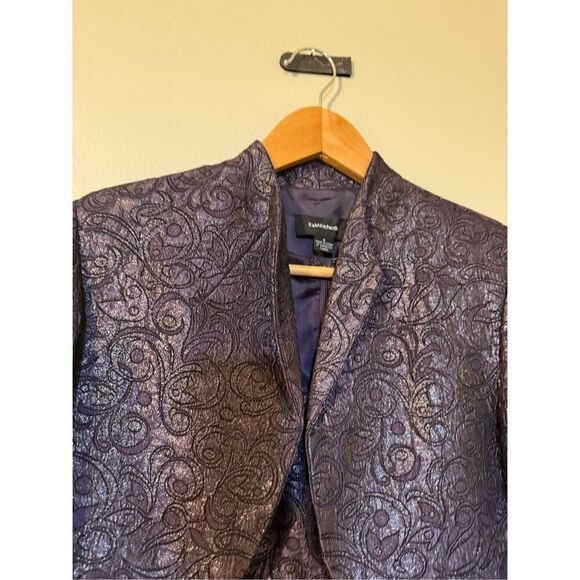 R&M Richards 6 Dress & Jacket 2-PC Set Plum Purple Jacquard Swirl Wedding Guest - Picture 9 of 15